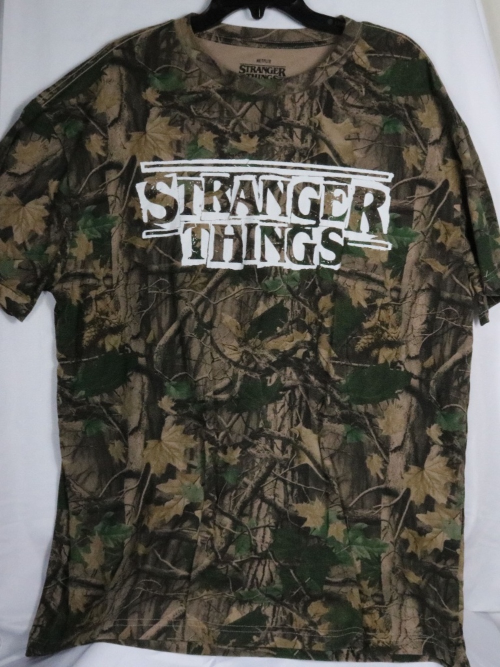 NWT Stranger Things Shirt Mens XL Multicolor Camo Logo Graphic Tee